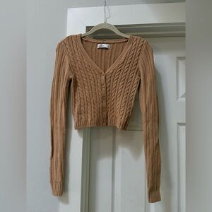 Hollister Camel Cable Knit Cardigan